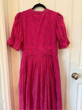 House of Harlow 1960 Hot Pink Eyelet Midi Dress